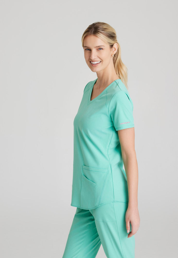 Skechers | Breeze 3-Pocket Curved V-Neck Scrub Top Women's Scrub Top Skechers   