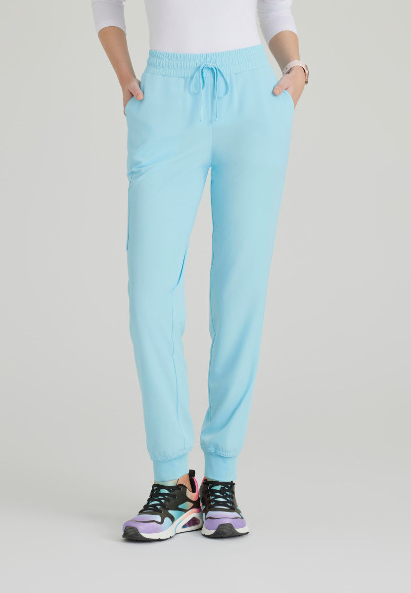 Seasonal Colors Theory 4-Pocket Mid-Rise Jogger Scrub Pant Women's Scrub Jogger Skechers Poolside Blue XXS