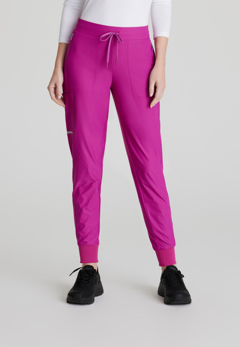 Pace 5-Pocket Ribbed Cuff Jogger Women's Scrub Jogger Skechers Slip-ins by Barco Deep Magenta XXS