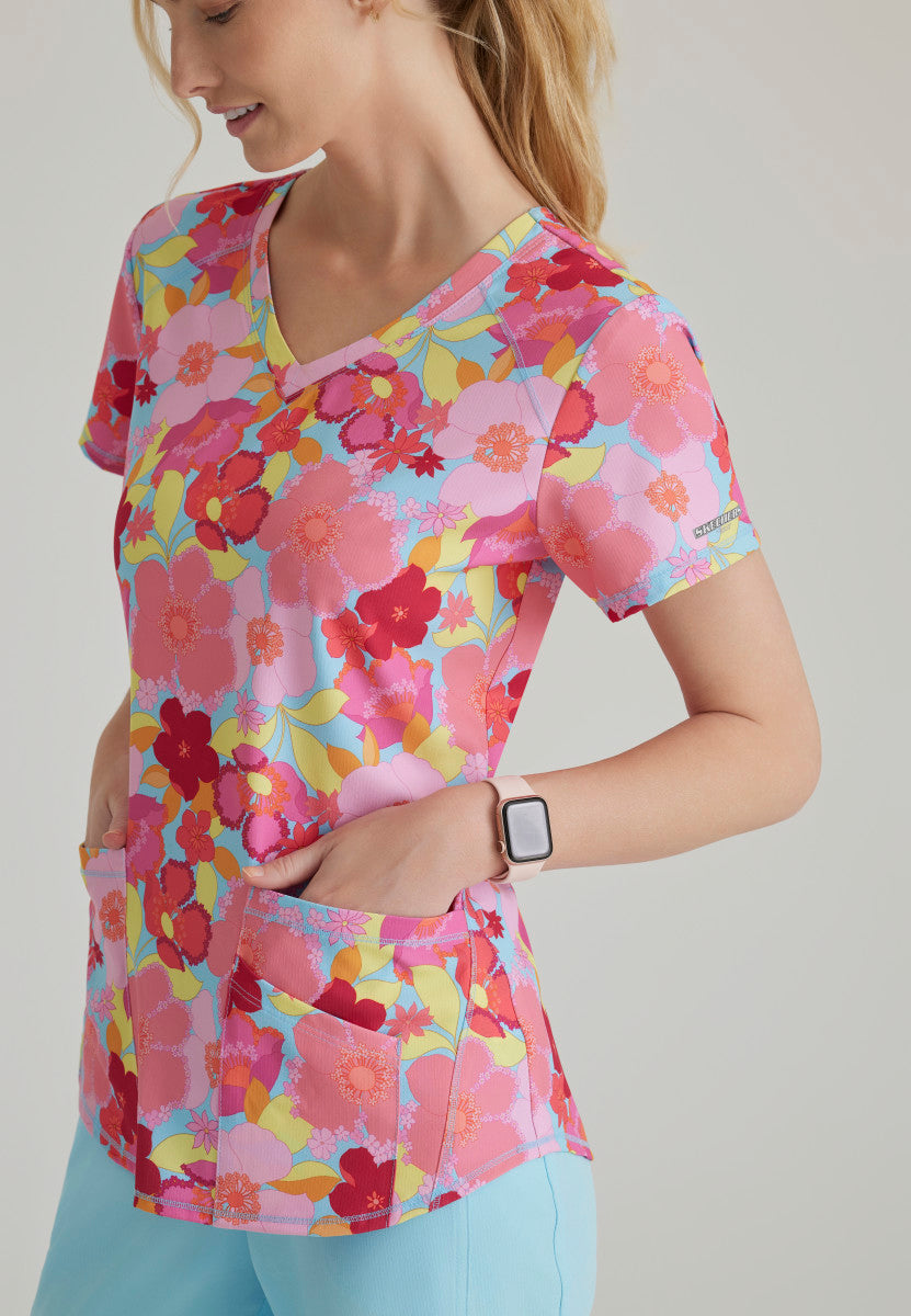 Skechers Blissful Blossom Scrub Top Women's Print Scrub Top Skechers