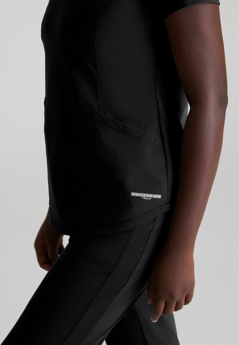 Serene Knit Scrub Top – V-Neck, 3 Pockets, Stretch Women's Scrub Top Skechers Slip-ins by Barco