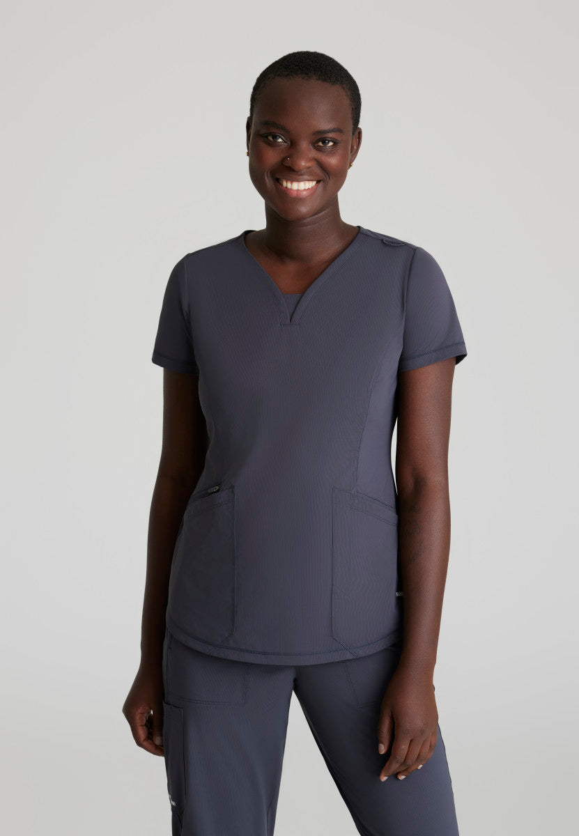 Skechers Slip-ins | Serene 3-Pocket V-Neck Scrub Top Women's Scrub Top Skechers Slip-ins Pewter XXS 