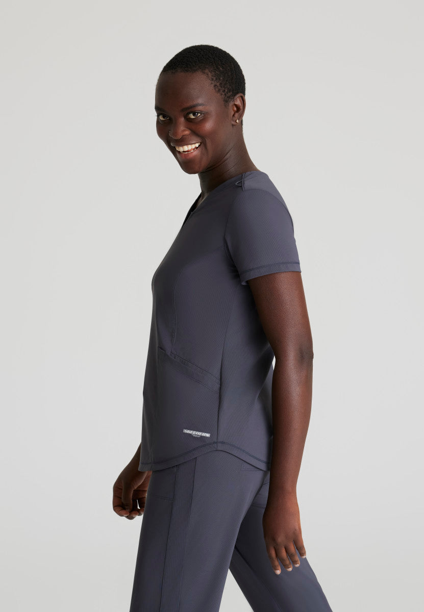 Serene Knit Scrub Top – V-Neck, 3 Pockets, Stretch Women's Scrub Top Skechers Slip-ins by Barco