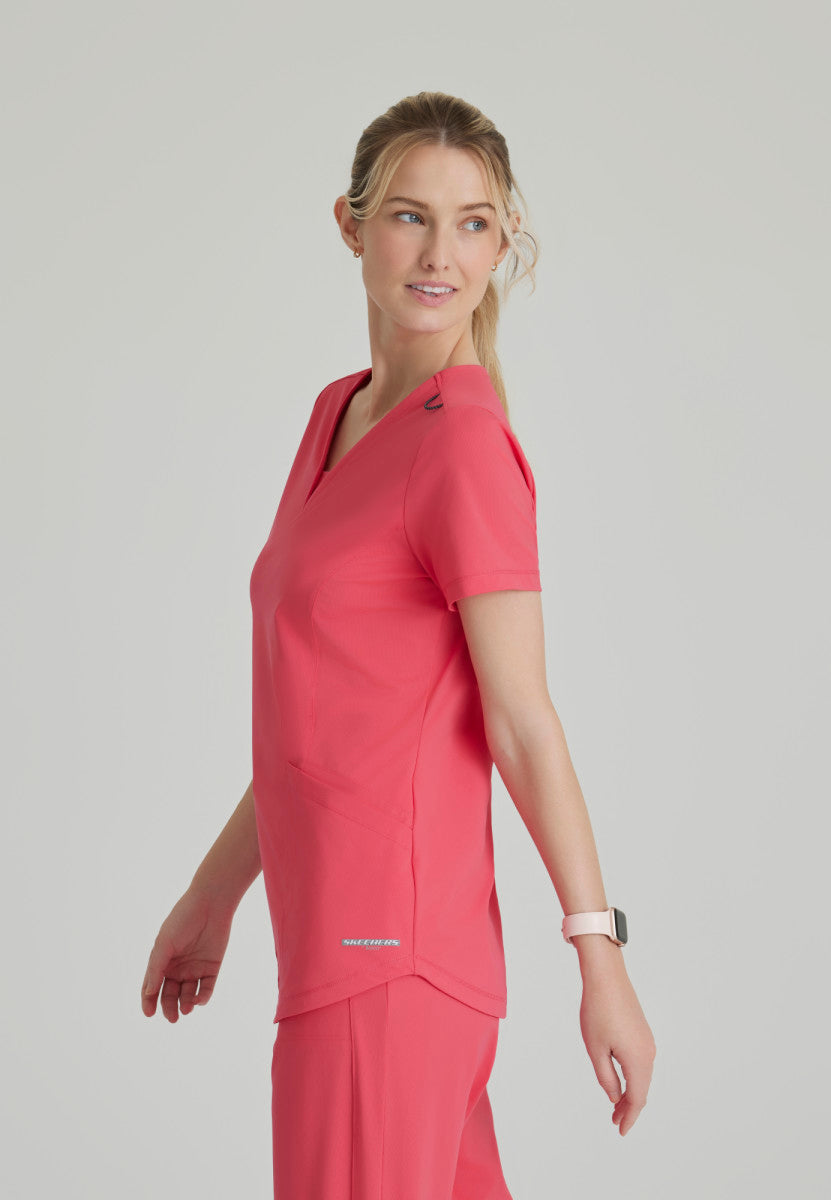 Serene Knit Scrub Top – V-Neck, 3 Pockets, Stretch Women's Scrub Top Skechers Slip-ins by Barco