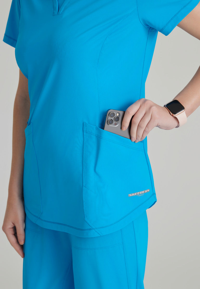 Serene Knit Scrub Top – V-Neck, 3 Pockets, Stretch Women's Scrub Top Skechers Slip-ins by Barco