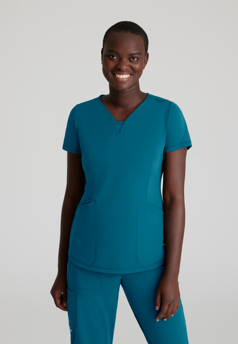 Serene 3-Pocket V-Neck Scrub Top Women's Scrub Top Skechers Slip-ins Bahama XXS