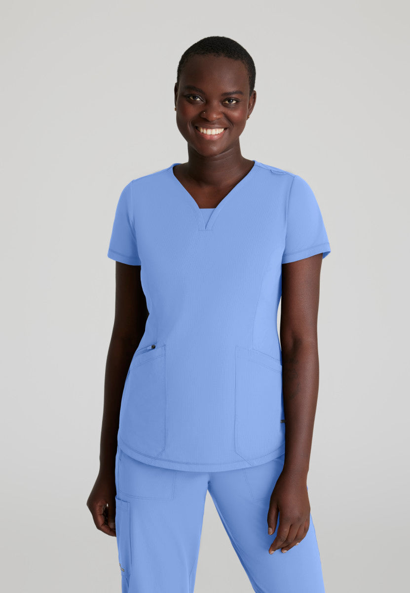 Serene 3-Pocket V-Neck Scrub Top Women's Scrub Top Skechers Slip-ins Ciel Blue XXS