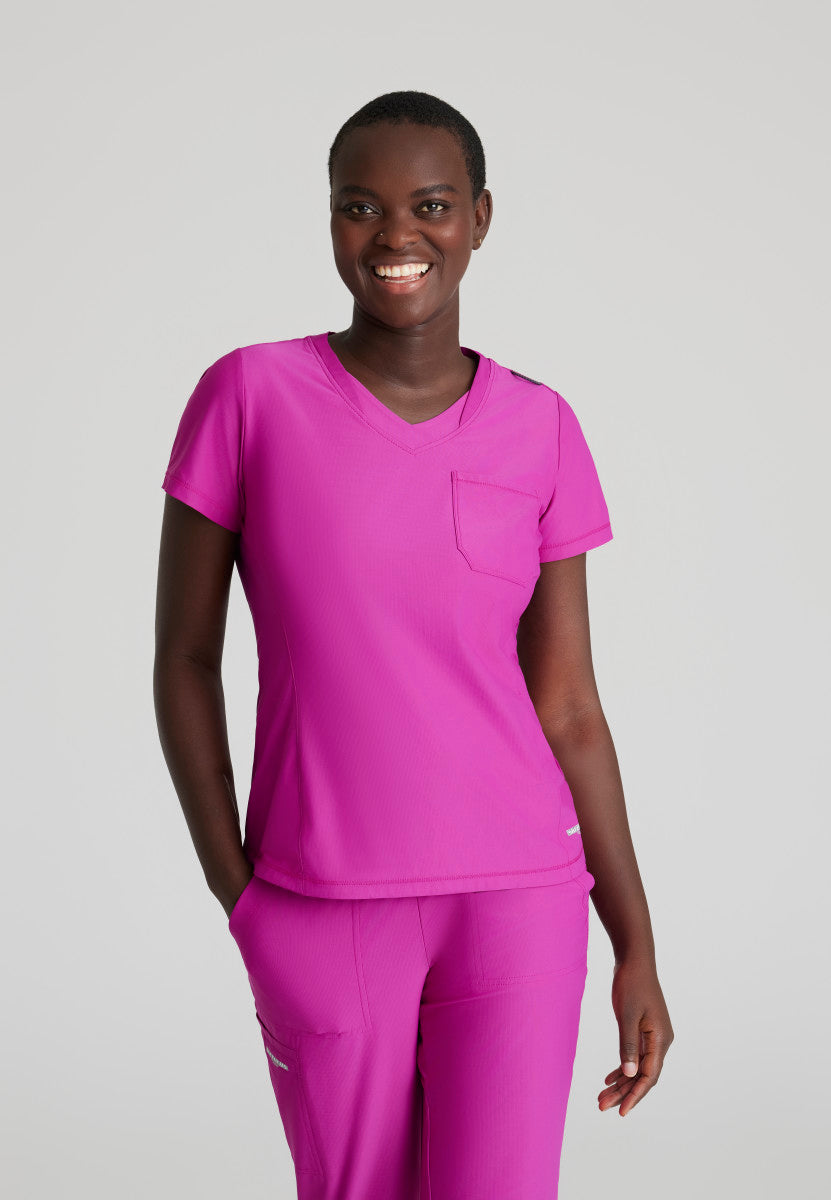 Skechers Slip-ins | Flow 1-Pocket Tulip Hem Scrub Top Women's Scrub Top Skechers Slip-ins Deep Magenta XXS 