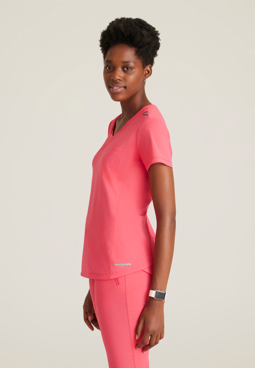 Flow 1-Pocket Tulip Hem Scrub Top Women's Scrub Top Skechers Slip-ins