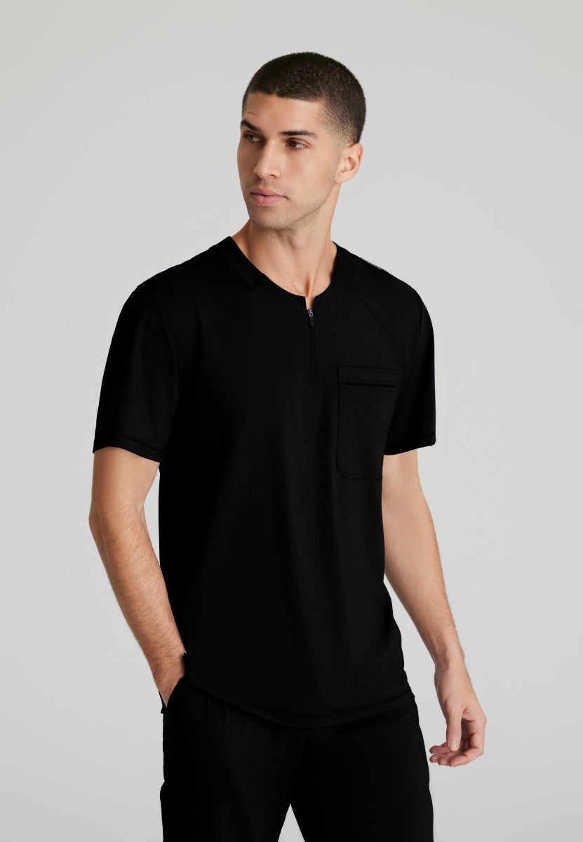 Flex Single Pocket Curved Neck Scrub Top Men's Scrub Top Skechers Slip-ins Black XS