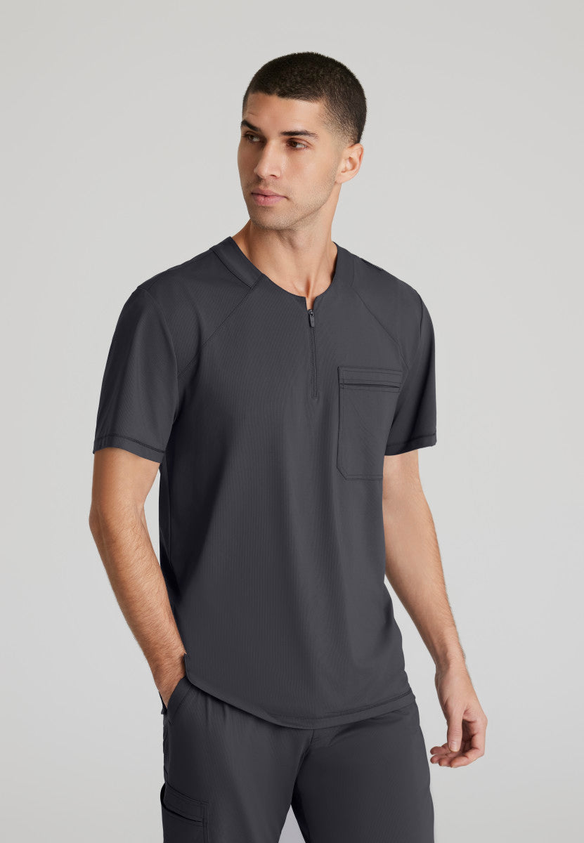 Skechers Slip-ins | Flex Single Pocket Curved Neck Scrub Top Men's Scrub Top Skechers Slip-ins Pewter XS 