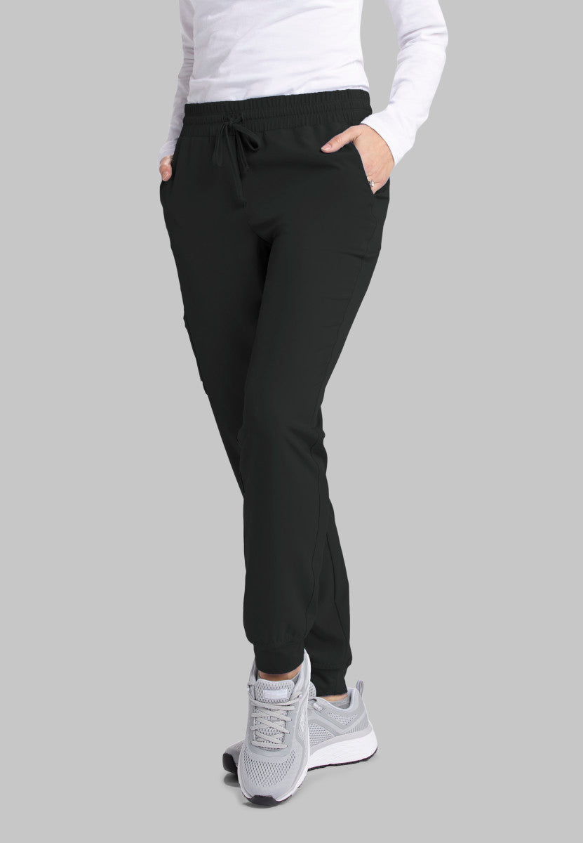 Theory 4-Pocket Low-Rise Jogger Scrub Pant Women's Scrub Jogger Skechers by Barco Black Regular XXS