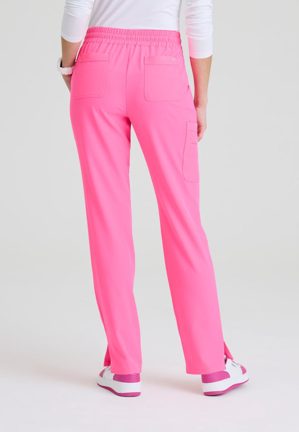 Back view of the SKP623 Skechers women's scrub pant in the colour passion pink.