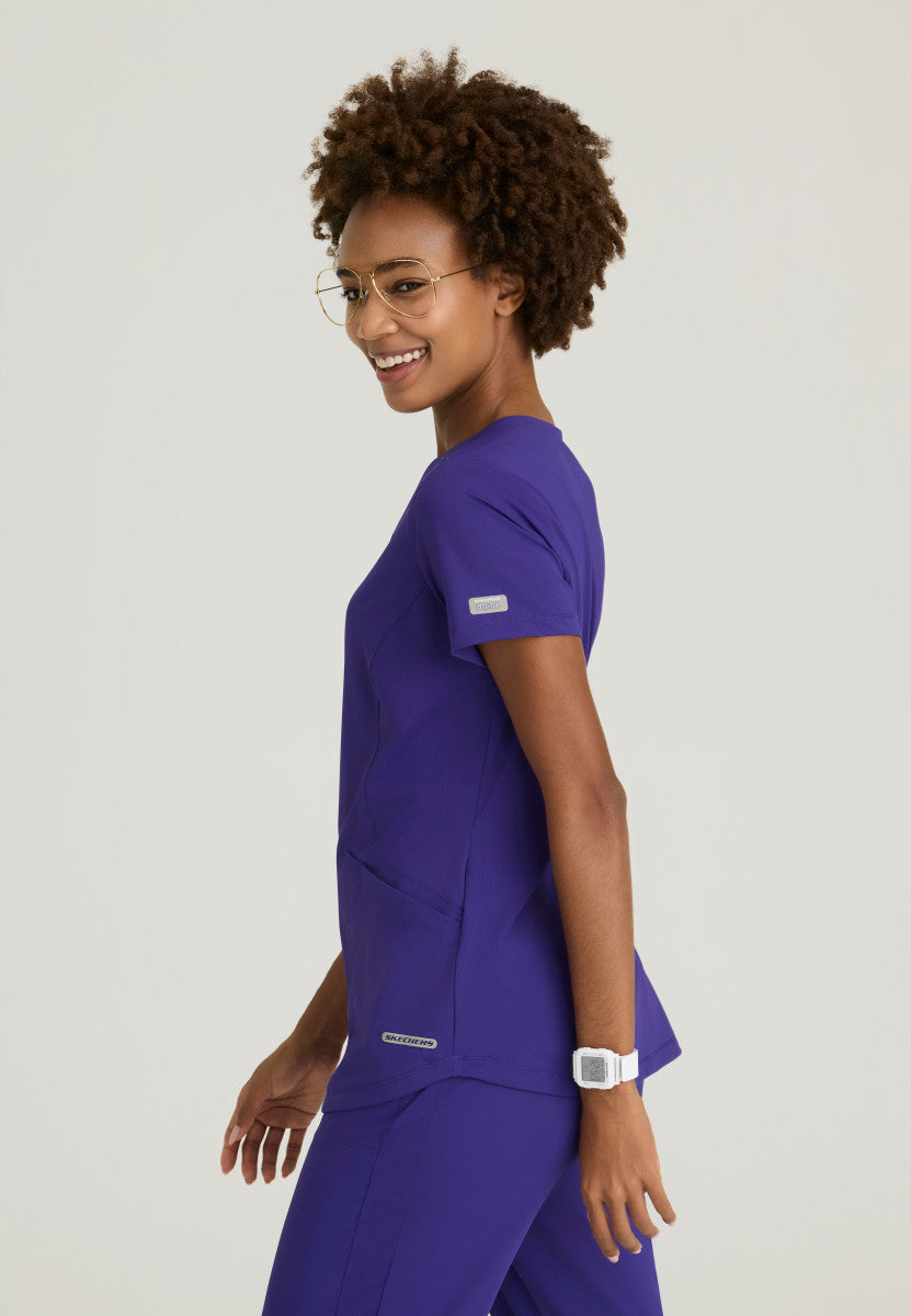 Serene Knit Scrub Top – V-Neck, 3 Pockets, Stretch Women's Scrub Top Skechers Slip-ins by Barco
