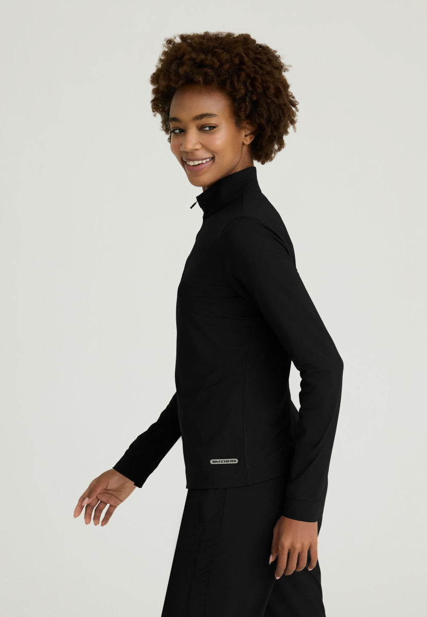 Atlas Long Sleeve Mock Neck Scrub Top Women's Long Sleeve Scrub Top Skechers Slip-ins
