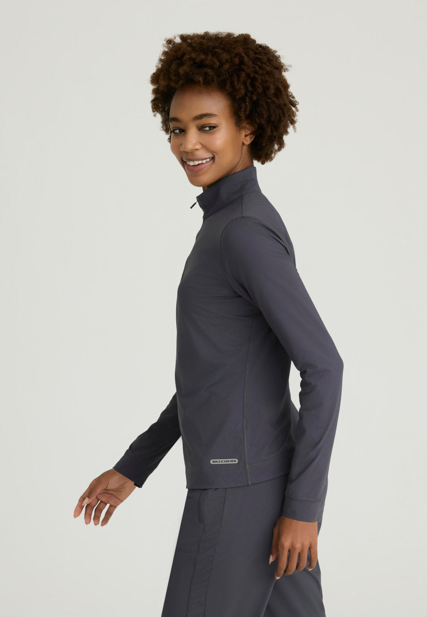 Atlas Long Sleeve Mock Neck Scrub Top Women's Long Sleeve Scrub Top Skechers Slip-ins