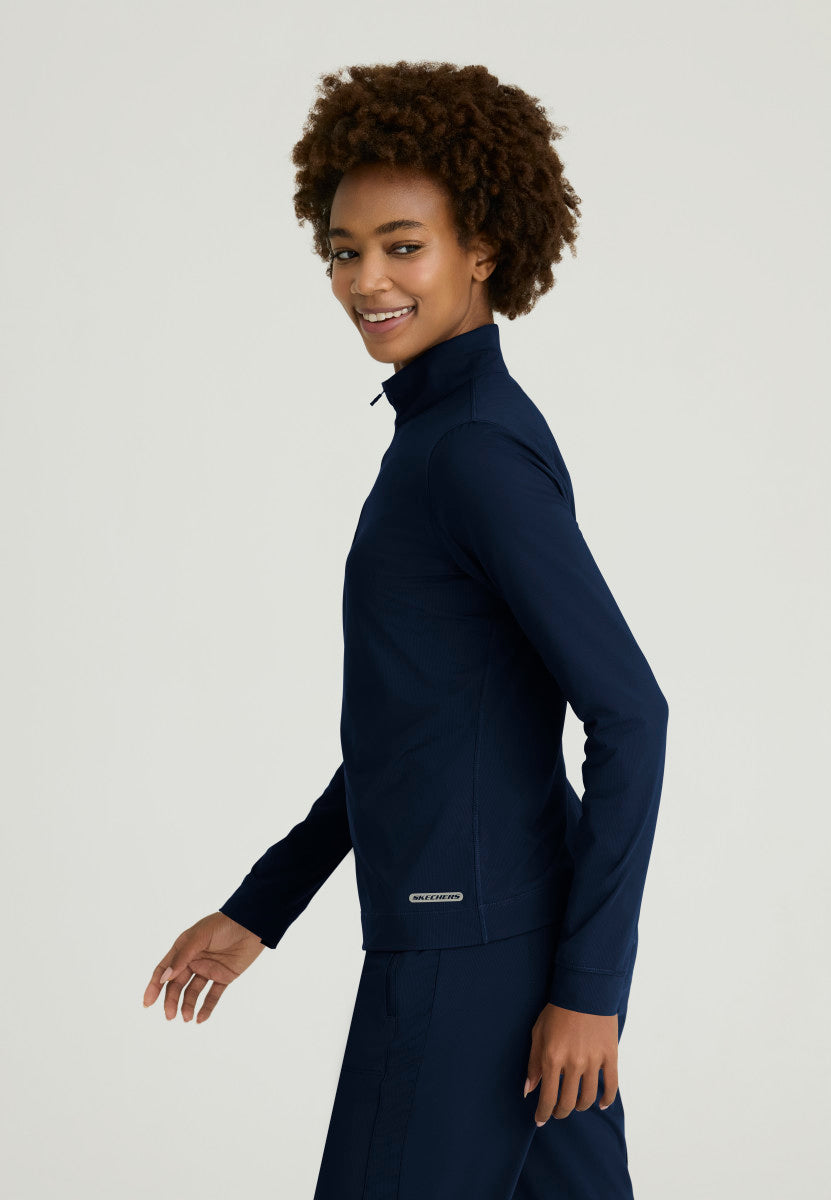 Atlas Long Sleeve Mock Neck Scrub Top Women's Long Sleeve Scrub Top Skechers Slip-ins