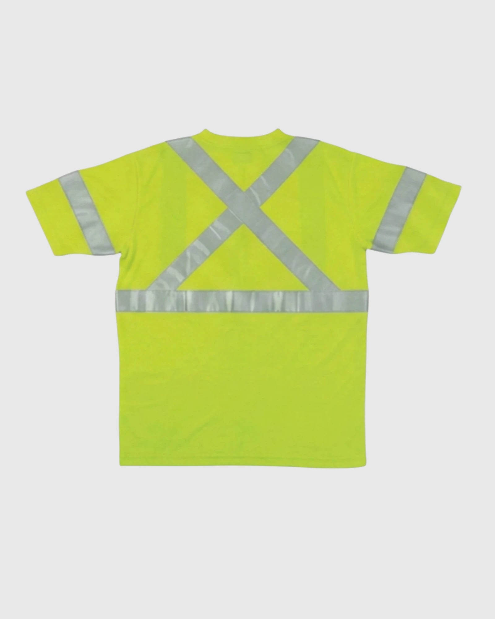 Back view OPUS ST65 Short Sleeve Safety T-Shirt in  Fluorescent Lime Yellow