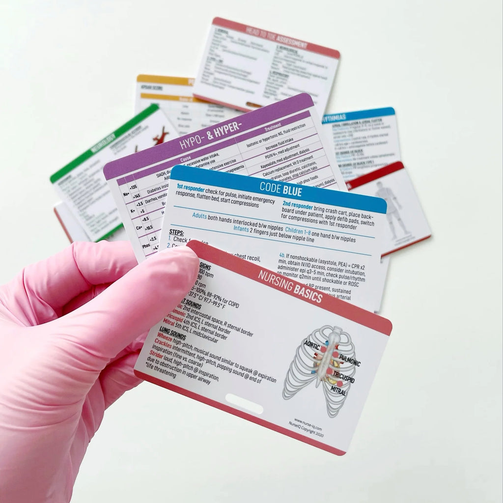 TMU Nursing Reference Card Bundle – 15 Badge Cards for Nursing Students Nursing Reference Card NurseIQ