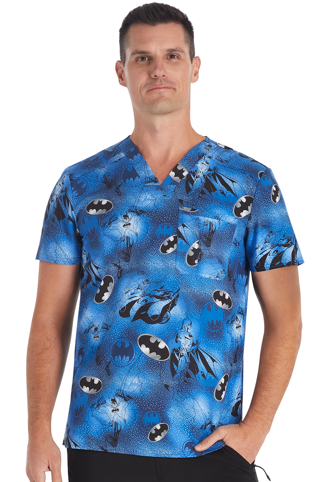 Batman Royal Blue Unisex Scrub Top Unisex Scrub Print Top TOONIFORMS
