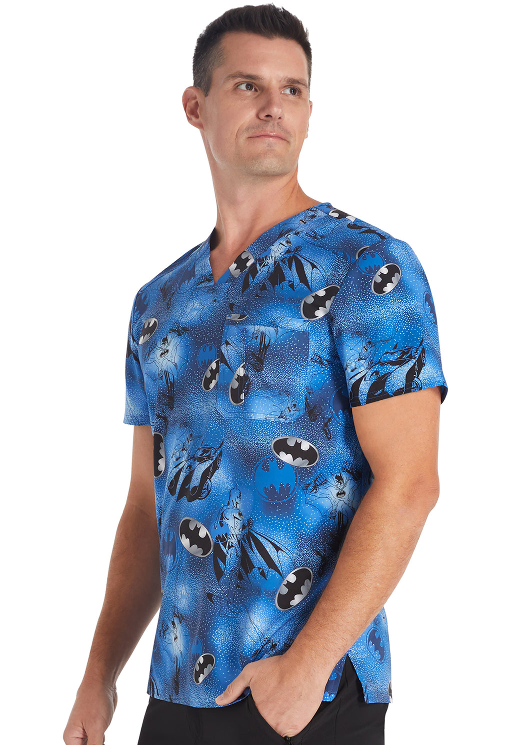 Batman Royal Blue Unisex Scrub Top Unisex Scrub Print Top TOONIFORMS