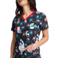 Cherokee Licensed Print Top - V-Neck Holiday Scrub Top in Rudolph Reindeer Women's Holiday Print Scrub Top Cherokee Licensed   