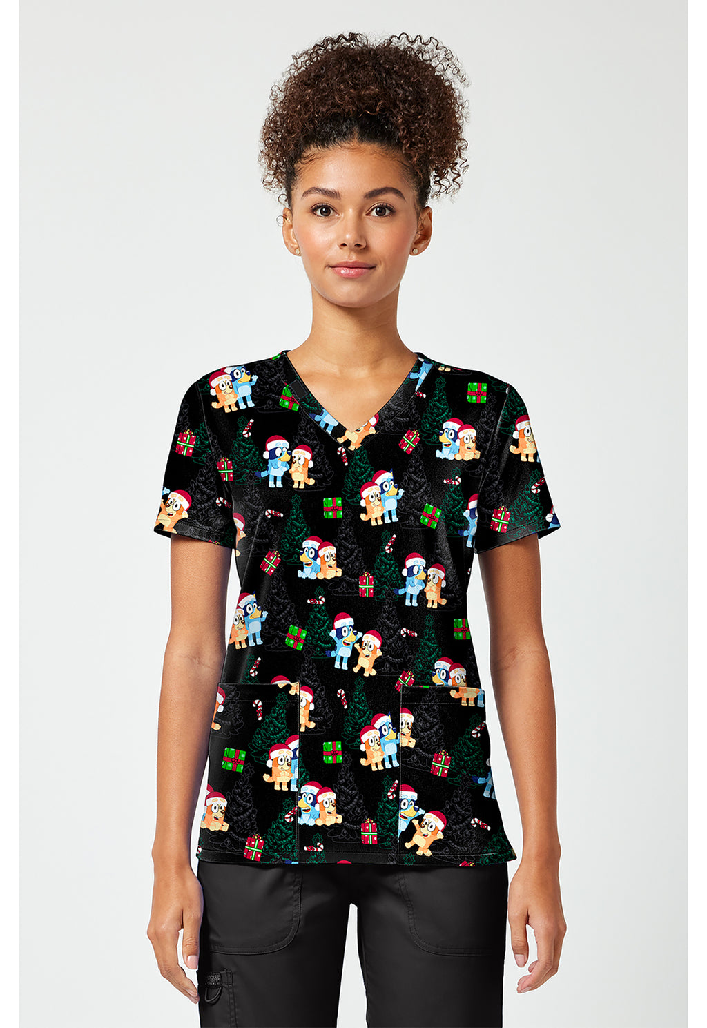 Santa Bluey Scrub Top
