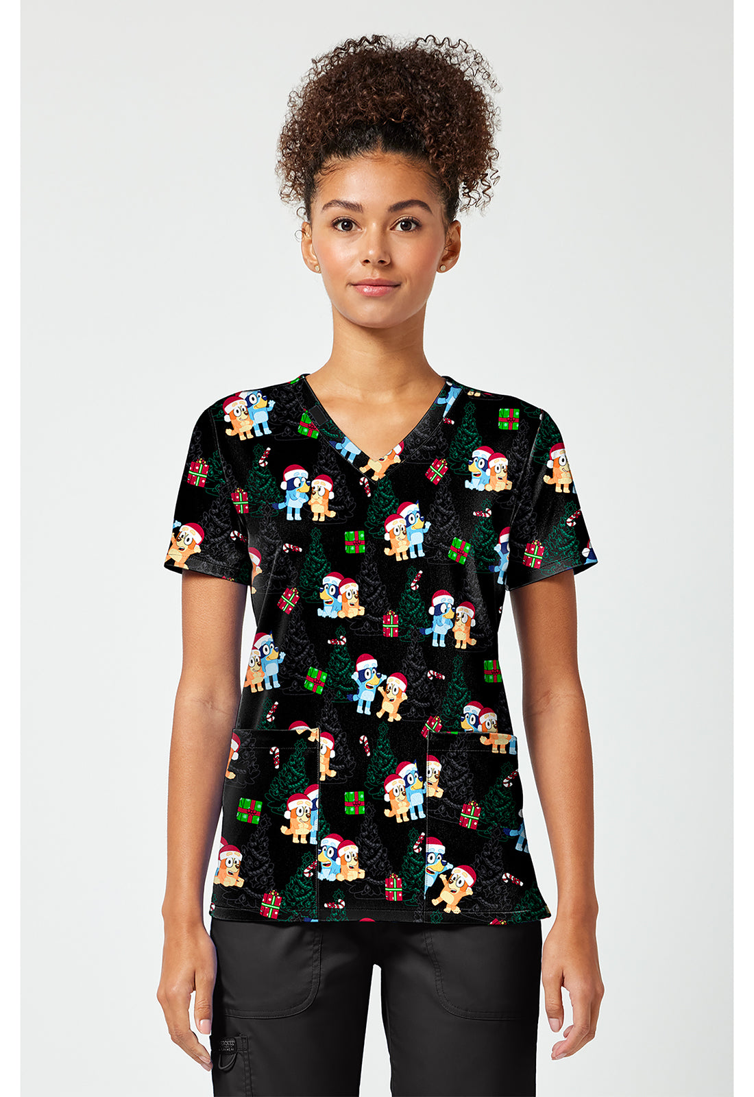 Santa Bluey Scrub Top