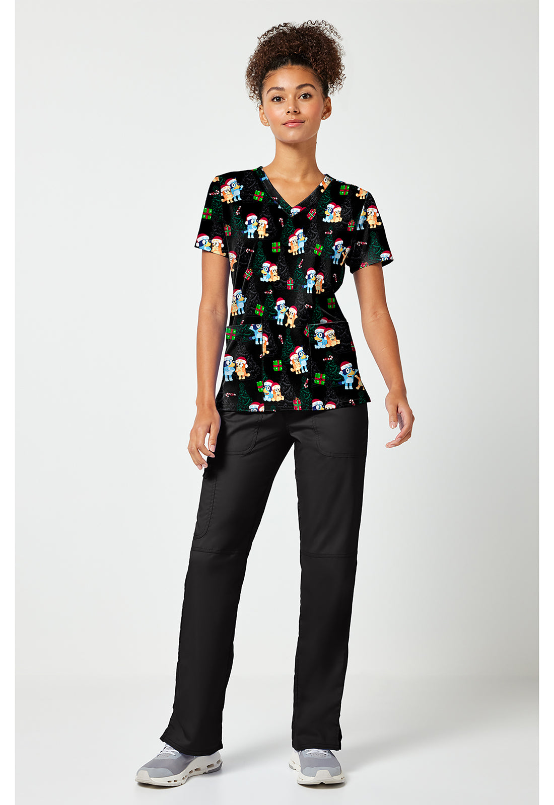 Santa Bluey Scrub Top