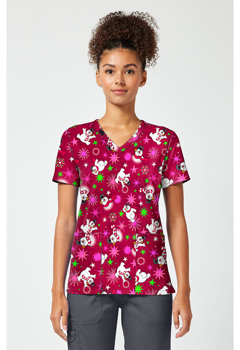 Frosty the Snowman Christmas Scrub Top