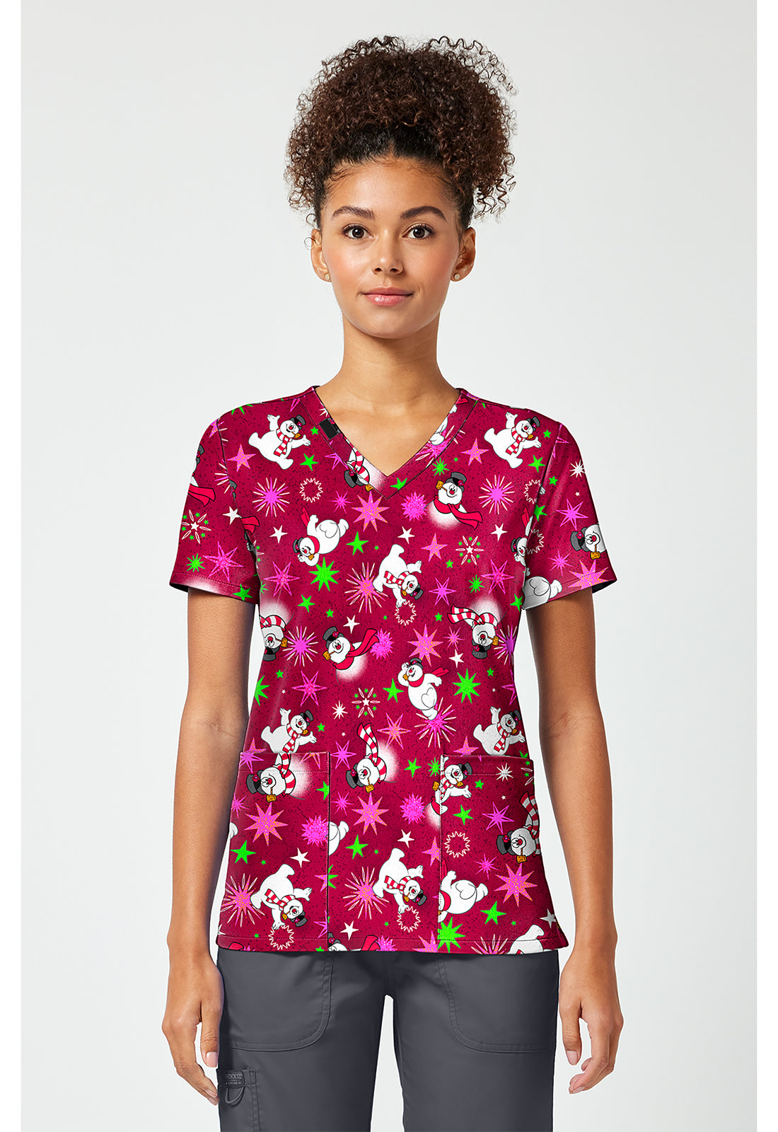 Frosty the Snowman Christmas Scrub Top