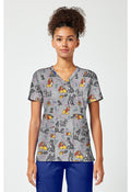 Front view of the Tooniforms Disney Lady and the Tramp Print Scrub Top