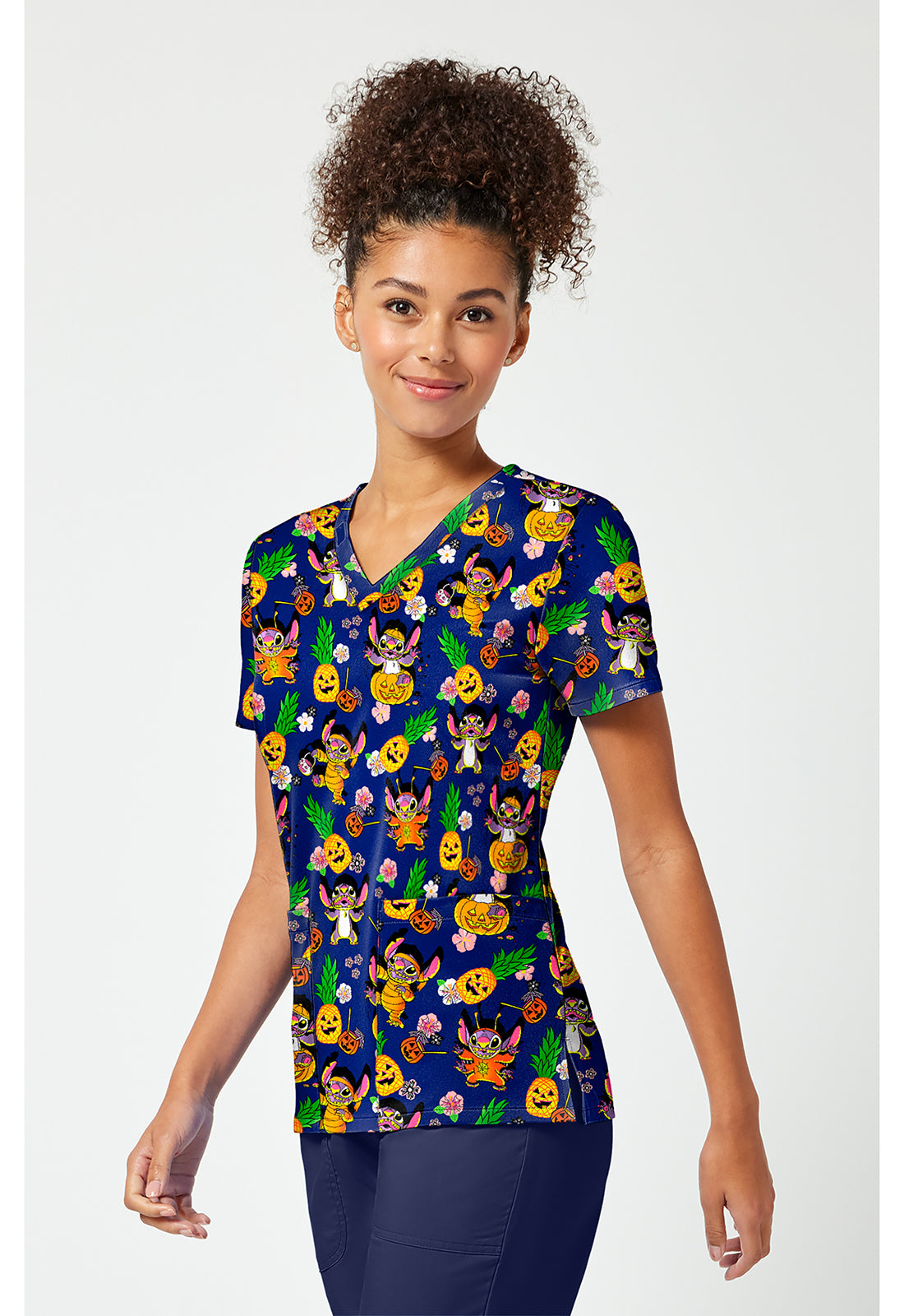 Disney Spooky Island Print Scrub Top