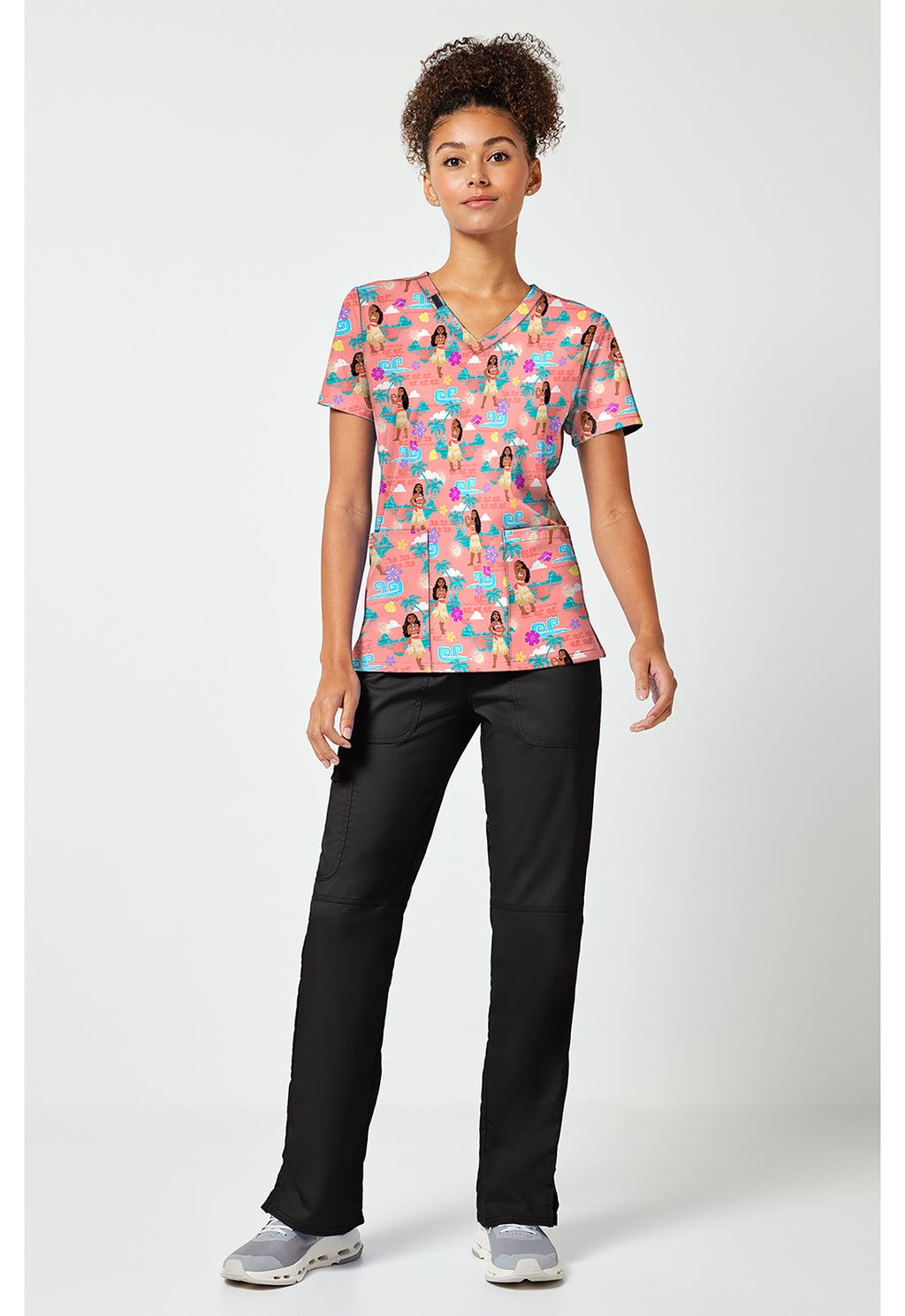 Full view of the Moana The Sea Is Calling Scrub Top