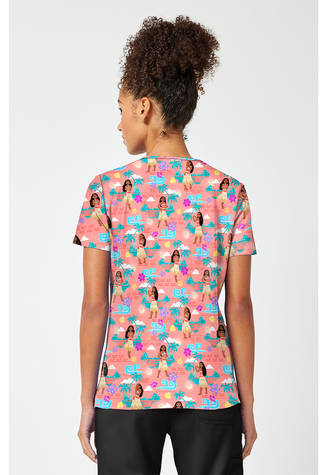 Back view of the Moana The Sea Is Calling Scrub Top