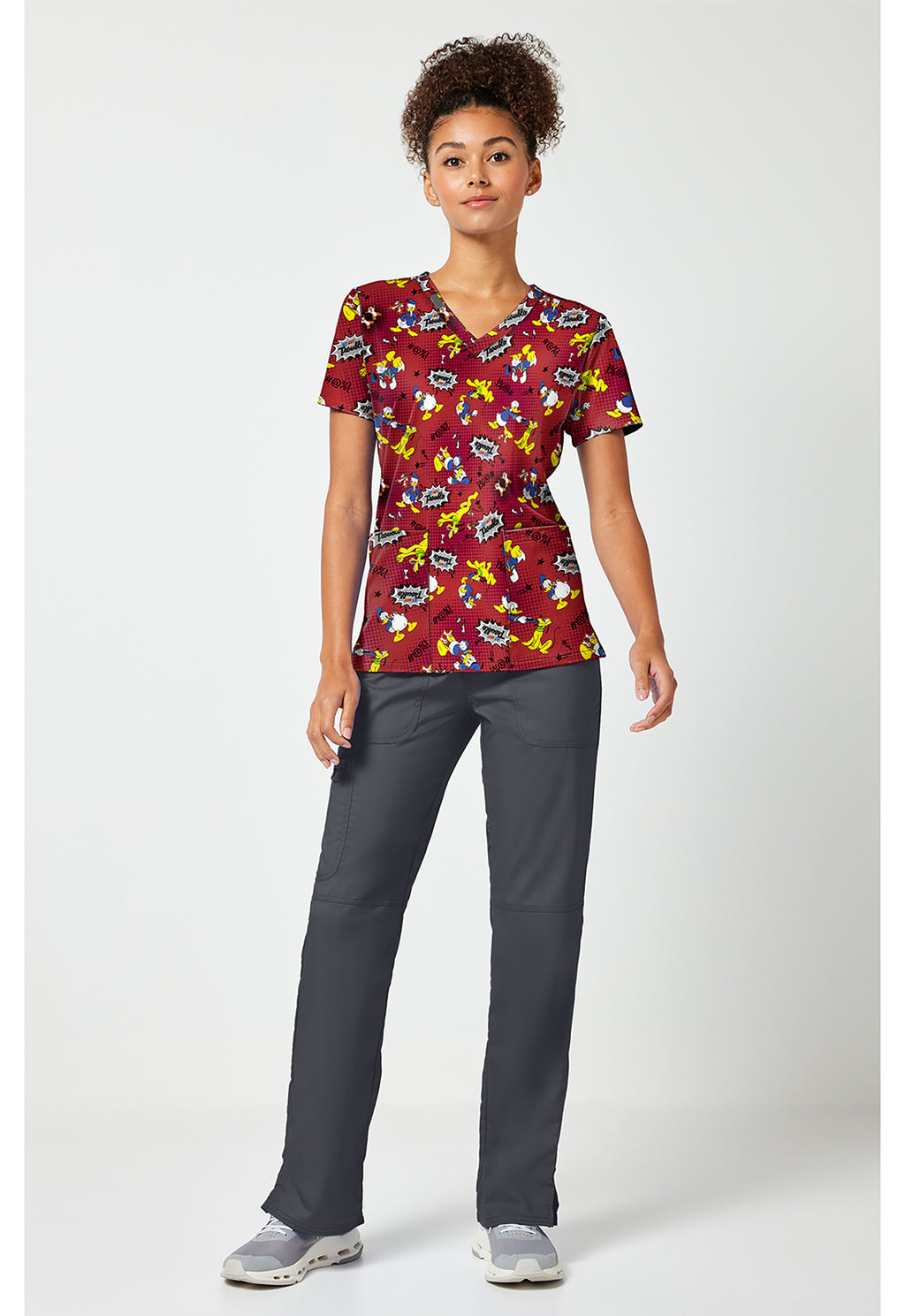 Full view of the Donald Duck Scrub Top