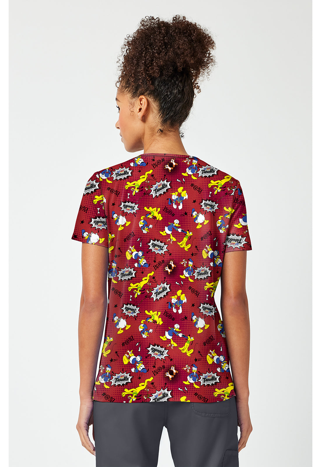 Back view of the Donald Duck Scrub Top
