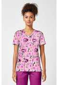 Front view of the Snoopy Eyes Scrub Top