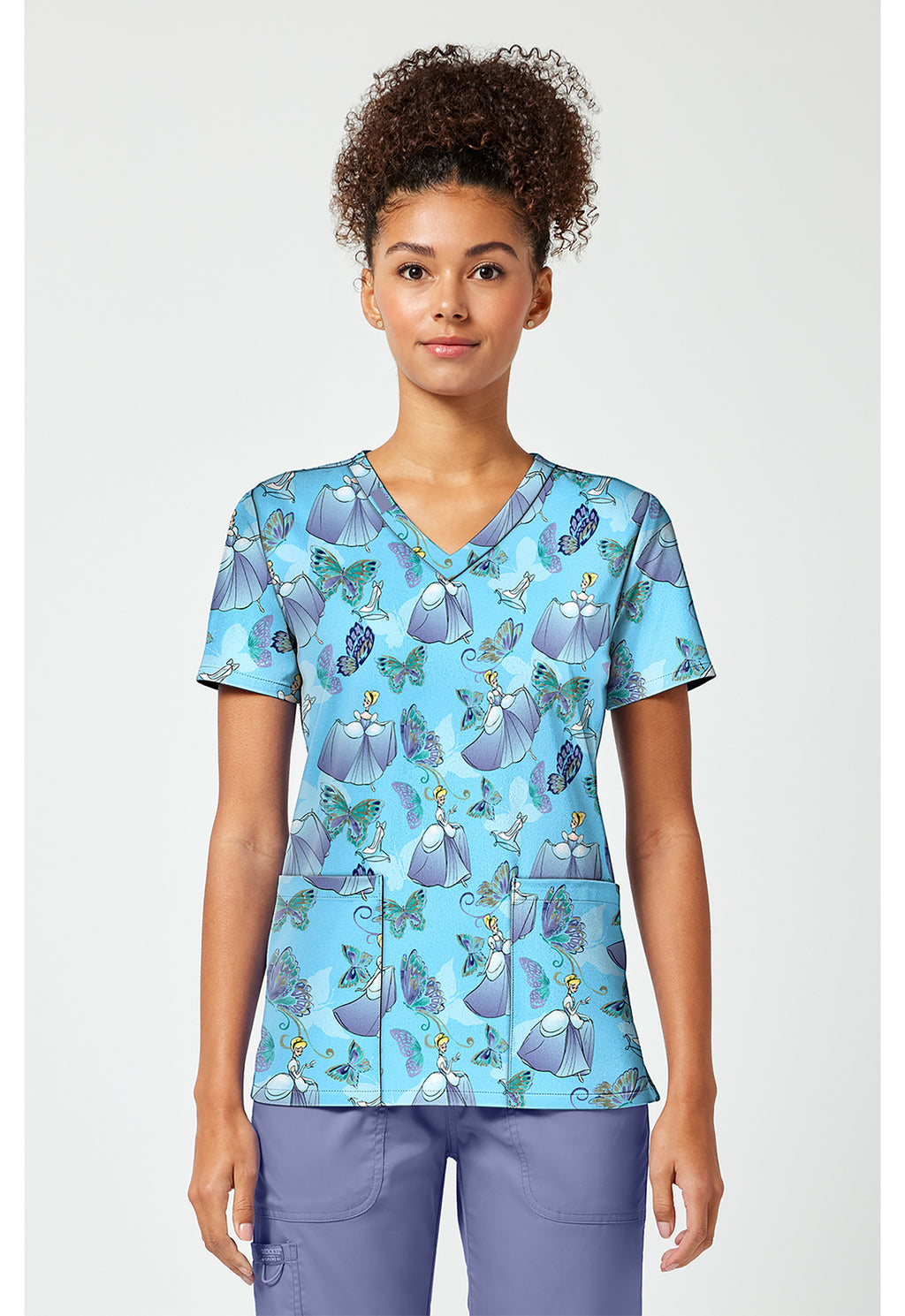 Front view of the Cinderella Flight Scrub Top