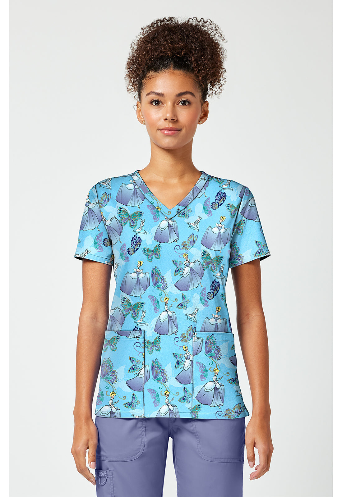 Front view of the Cinderella Flight Scrub Top