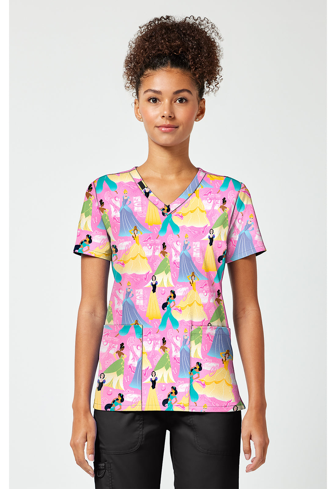 Front view of the Disney Princess Scrub Top