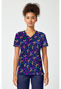 Front view of the Rudolph Nose So Bright Scrub Top
