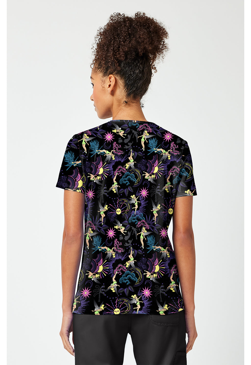 Back view of the Peter Pan Tinkerbell Scrub Top