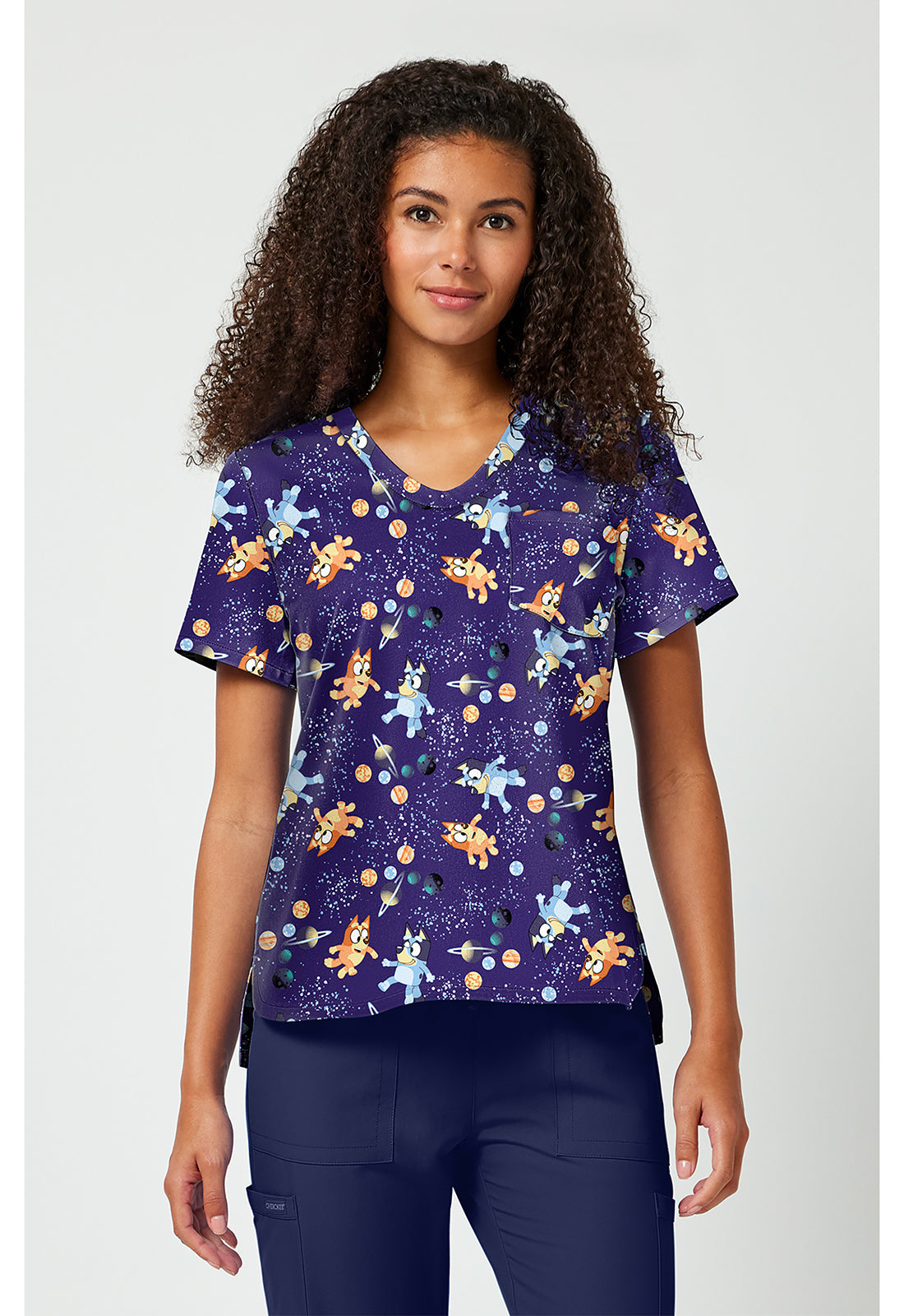 Cosmic Bluey Scrub Top