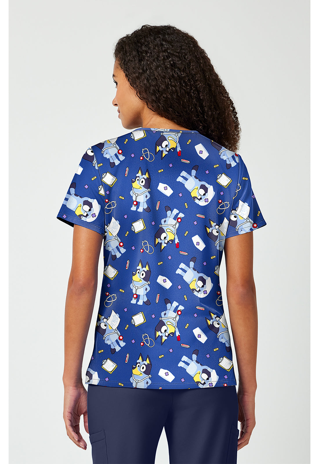 Back view Tooniforms TF797 BYNB Nurse Bluey Scrub Top