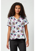 Front view Tooniform Super Girl Head Skyward Scrub Top TF797 DMBB