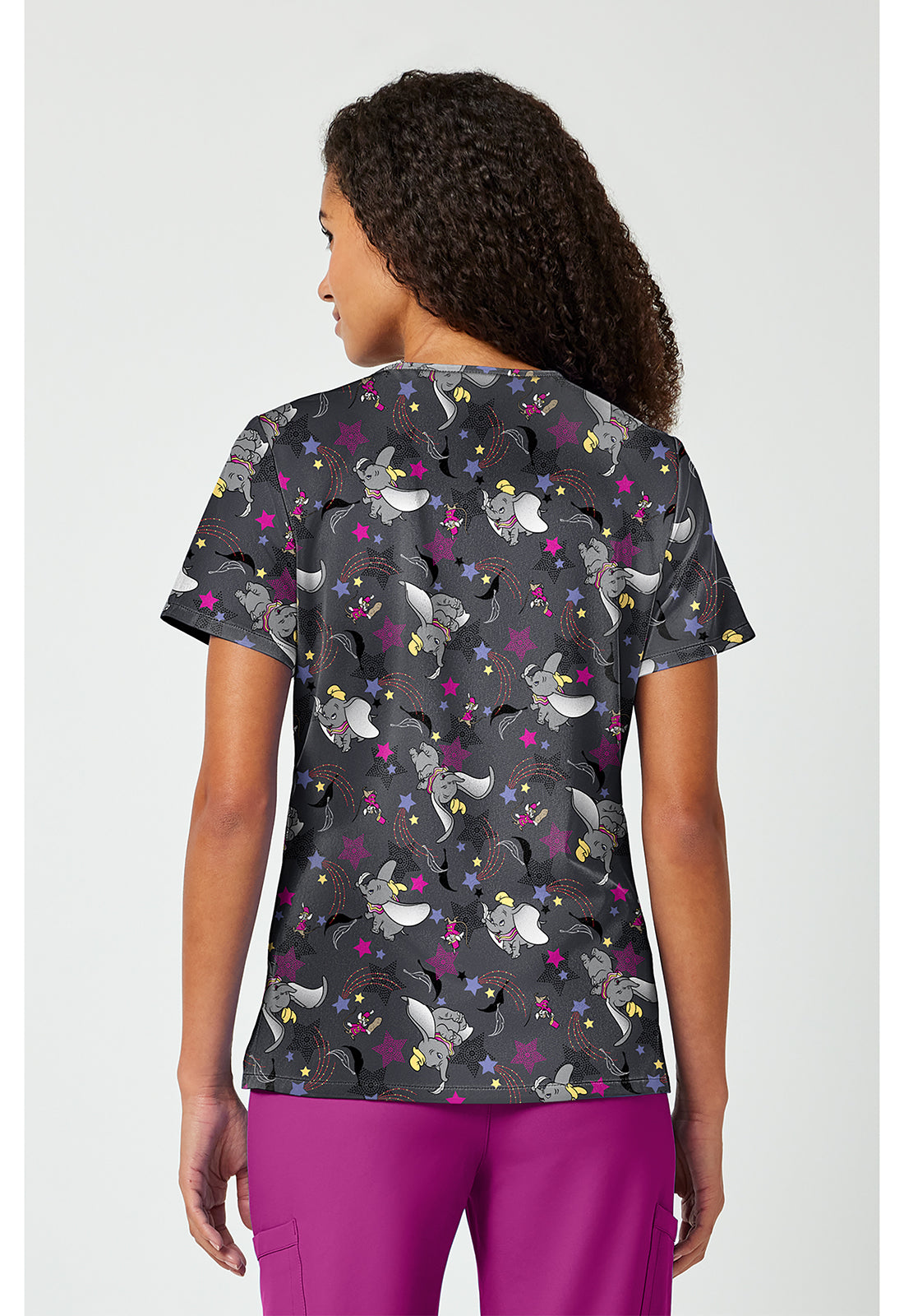 Back view Tooniforms Dumbo Star Scrub Top TF797 DUOS