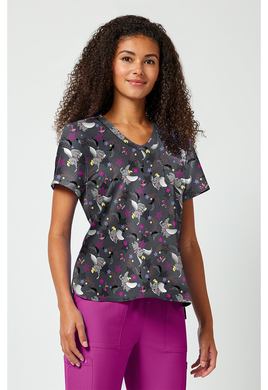 Side view Tooniforms Dumbo Star Scrub Top TF797 DUOS