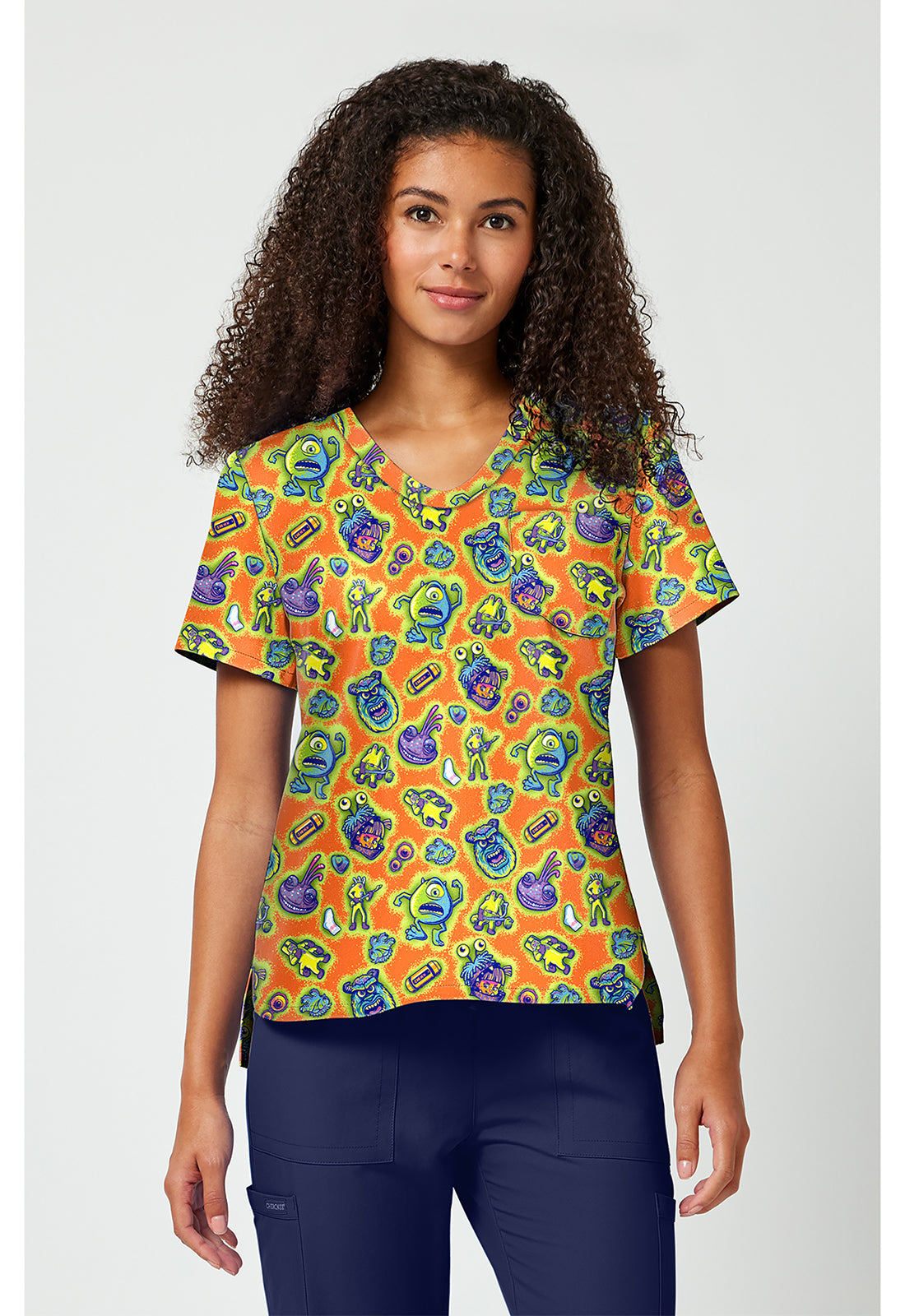 Front view Tooniforms Monsters Inc Scrub Top TF797 MCMP
