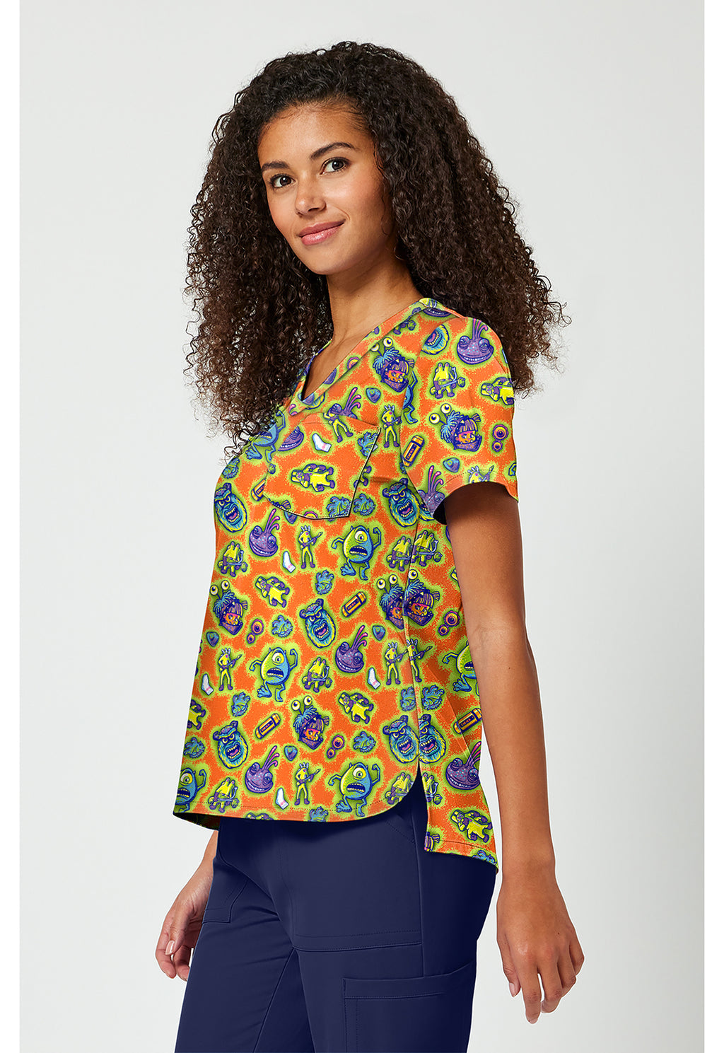 Side view Tooniforms Monsters Inc Scrub Top TF797 MCMP
